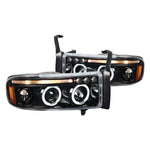 Spec-D 94-01 Dodge Ram 1500 2500 3500 Headlights Dual Halo Jet Black