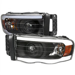 Spec-D 02-05 Ram 1500/2500/3500 LED Tube Headlights Black/Clear