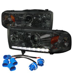 Spec-D 94-01 Dodge Ram Projector Headlights Chrome Smoked