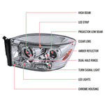 Spec-D 06-08 Dodge Ram Halo LED Projector Headlights Chrome