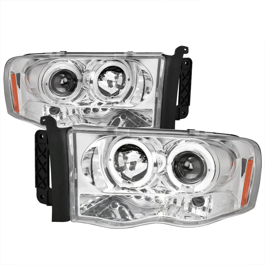 Spec-D 02-05 Dodge Ram Halo LED Projector Headlights Chrome