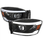 Spec-D 06-08 Dodge Ram LED Bar Projector Headlights Black