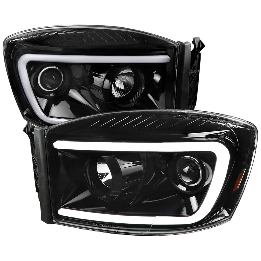 Spec-D 06-08 Dodge Ram LED Bar Projector Headlights Black/Clear