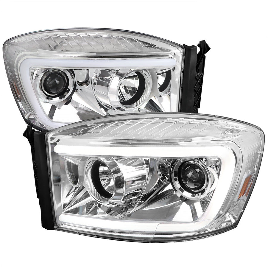Spec-D 06-08 Dodge Ram LED C-Bar Headlights Chrome
