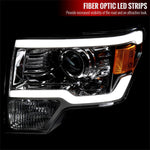 Spec-D 09-14 Ford F150 LED Strip Headlights Chrome/Clear