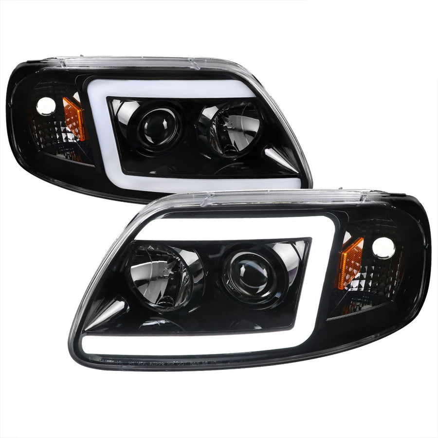 Spec-D 97-04 F-150/Expedition Headlights LED C-Bar Black/Clear