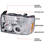 Spec-D 92-96 Ford F150 F250 Bronco Projector Headlights Chrome