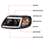 Spec-D 97-04 Ford F-150 Projector Headlights LED C-Bar Black