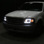 Spec-D 97-04 Ford F-150 Projector Headlights LED C-Bar Black