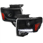 Spec-D 09-14 Ford F150 Projector Headlights LED Light Strip Black
