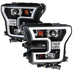 Spec-D 15-17 Ford F150 Projector Headlights LED Bar Black