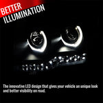 Spec-D 09-14 Ford F150 U-Ring Projector LED Strip Black Smoked