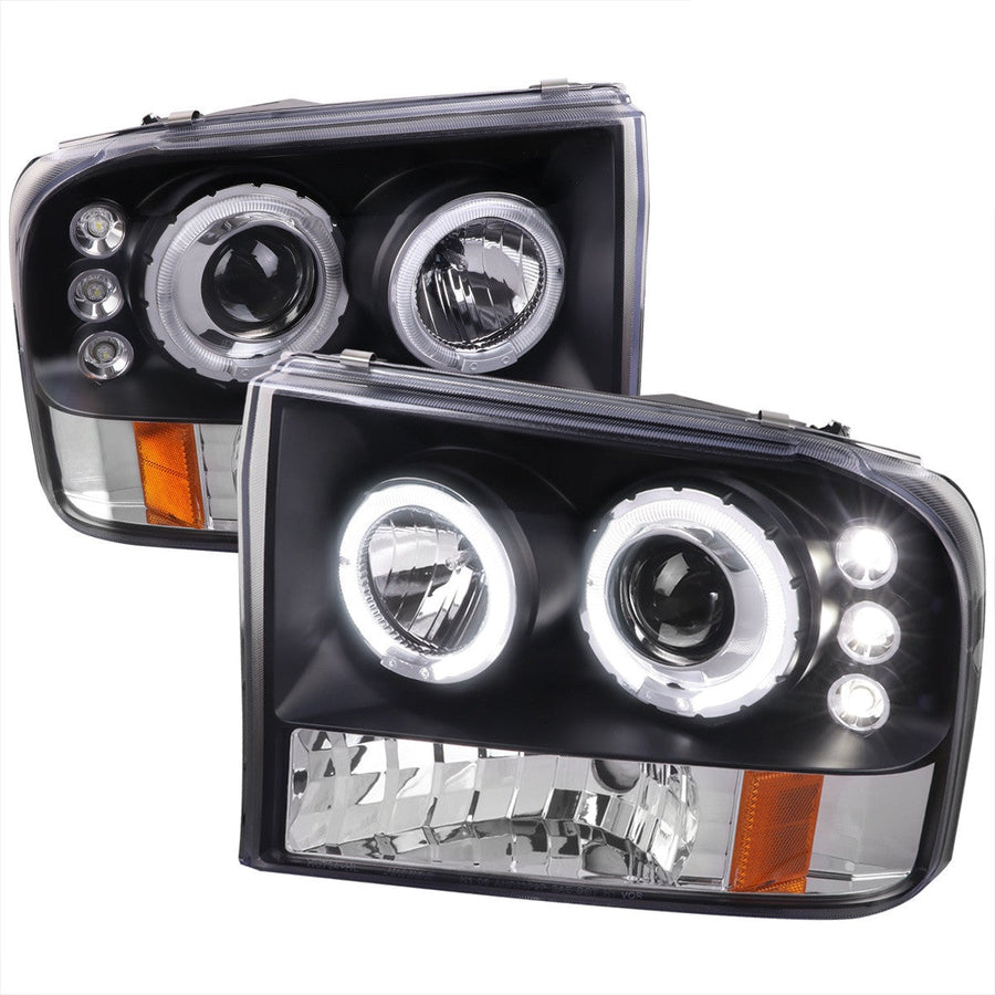 Spec-D 99-04 Ford F250 F350 F450 Dual Halo Headlights Black