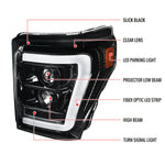 Spec-D 11-16 Ford F250 F350 F450 Projector Headlights Black
