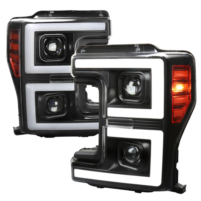 Spec-D 17-19 Ford F-250 F-350 F-450 F-550 Headlights Sequential Black