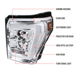 Spec-D 11-16 Ford F250 F350 F450 Pro SEQ Headlights Chrome