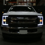 Spec-D 17-19 F250 F350 F450 F550 Headlights SEQ LED Black/Clear