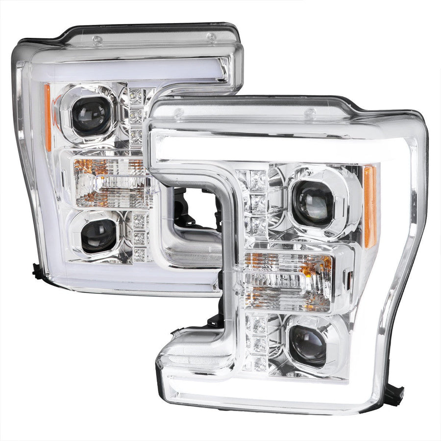 Spec-D 17-19 Ford F250 Projector Headlights LED Bar Chrome