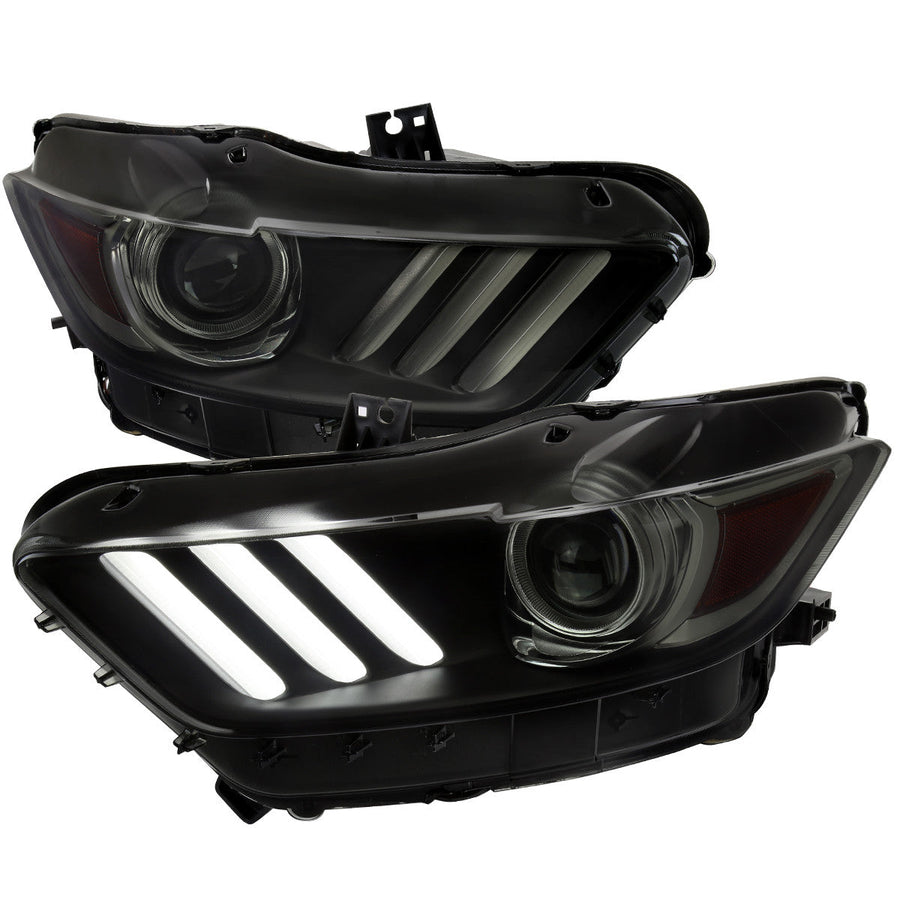 Spec-D 15-20 Ford Mustang Projector Headlights Black Smoked