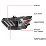 Spec-D 18-20 Mustang Shelby LED Strip Headlights Black OEM HID