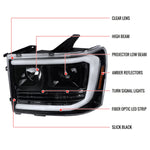 Spec-D 07-14 GMC Sierra Headlights LED C-Bar Projector Black/Clear