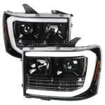 Spec-D 07-14 GMC Sierra Headlights LED C-Bar Projector Black/Clear