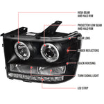 Spec-D 07-14 GMC Sierra Pickup Halo Projector Headlights Black