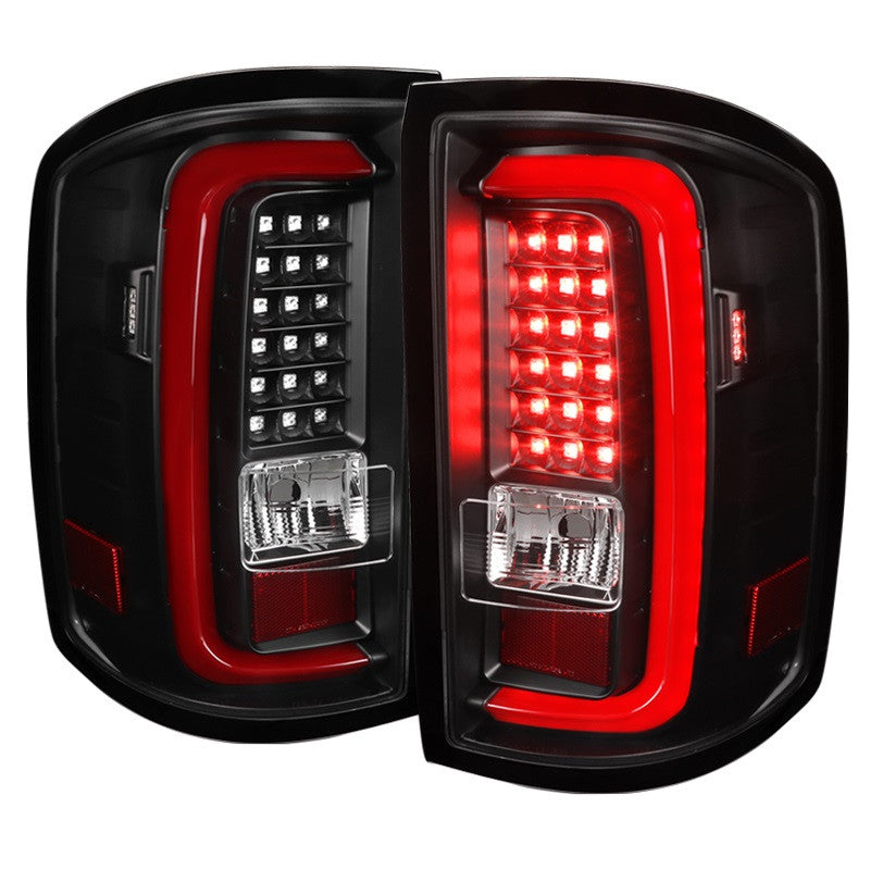 Spec-D 14-18 GMC Sierra LED Tail Lights Full Black Housing Clear Lens