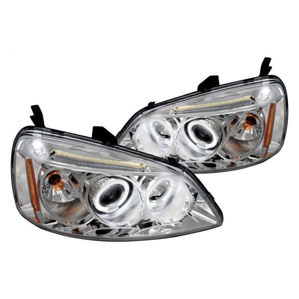 Spec-D 01-03 Honda Civic 2/4dr Halo Projector Headlights Chrome