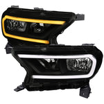 Spec-D 19-24 Ranger XL XLT Headlights OEM Style Light Bar Black/Smoked