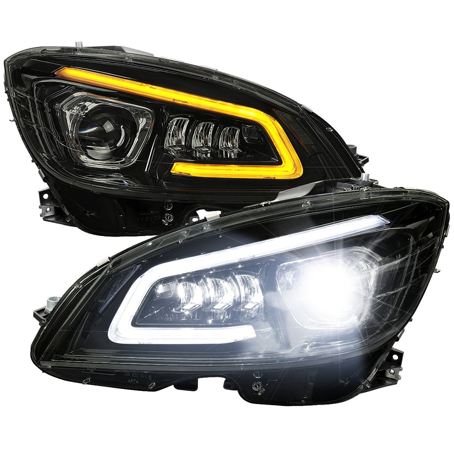 Spec-D 08-11 Benz W204 C-Class SEQ LED Headlights Black/Smoked