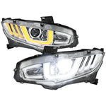 Spec-D 16-21 Honda Civic Projector Headlights Sequential LED Chrome