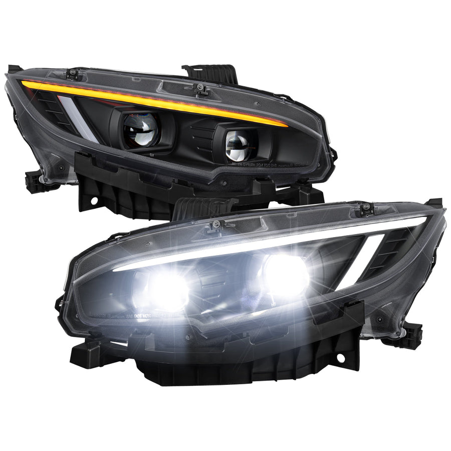 Spec-D 16-21 Honda Civic Led Projector Headlight Black