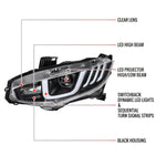 Spec-D 16-21 Honda Civic Headlights LED Switchback Sequential Black