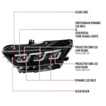 Spec-D 15-17 Mustang Headlights Sequential Start-Up Animation Black