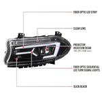 Spec-D 15-23 Dodge Charger Strip Projector Headlights SEQ Black