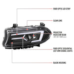 Spec-D 15-23 Dodge Charger Headlights LED Strip Sequential Black