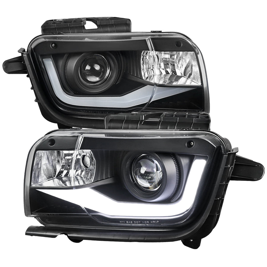 Spec-D 10-13 Chevy Camaro LED Bar Projector Headlights Black
