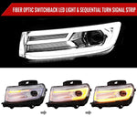 Spec-D 14-15 Chevy Camaro Projector Headlights SEQ LED Strip Chrome
