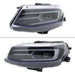 Spec-D 16-18 Chevy Camaro Headlights LED Strip Sequential Glossy Black