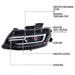 Spec-D 16-18 Chevy Camaro Headlights LED Strip Sequential Glossy Black