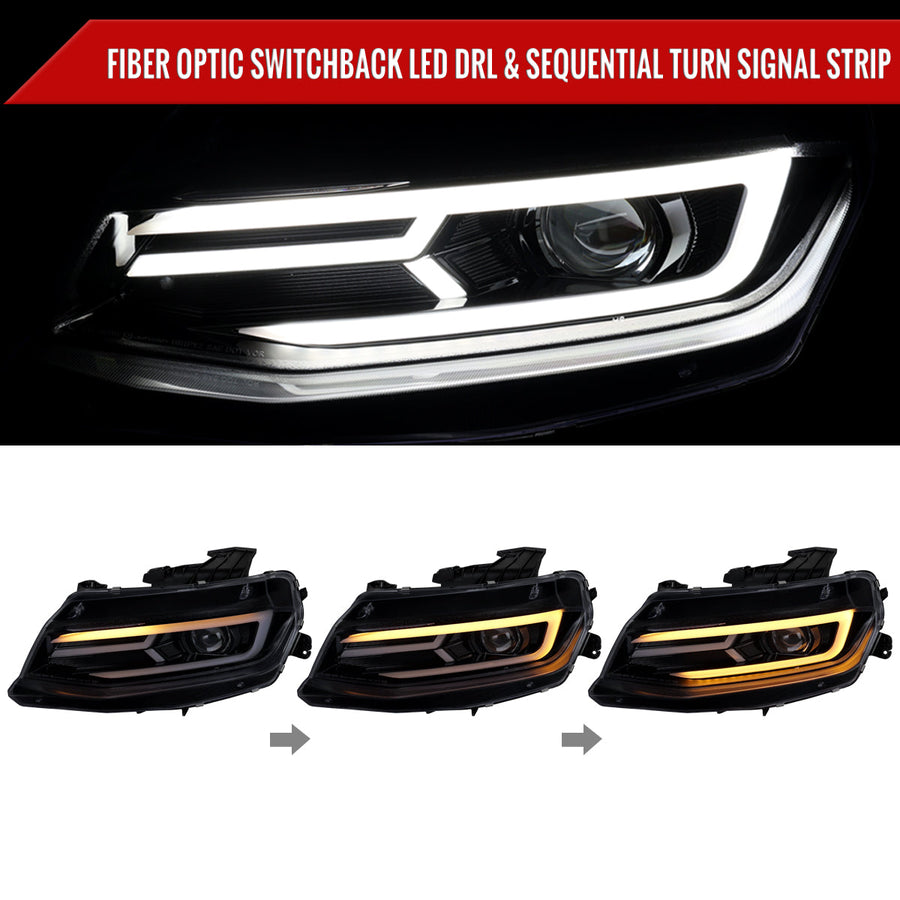 Spec-D 16-18 Chevy Camaro Sequential LED Headlights Chrome/Smoked