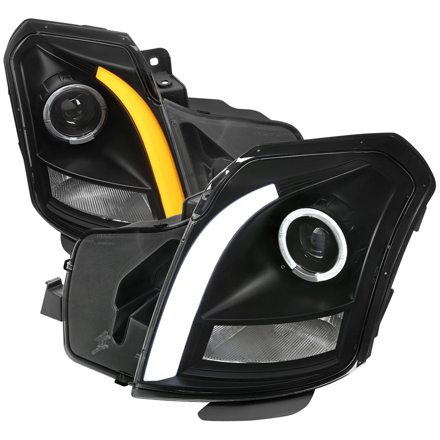 Spec-D 03-07 Cadillac CTS Headlights Halo Projector Black SEQ