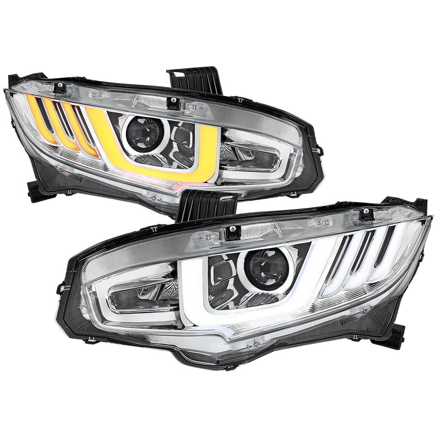 Spec-D 16-21 Honda Civic Sequential LED Headlights Chrome