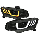 Spec-D 16-21 Honda Civic Projector Headlights LED SEQ Black/Smoked