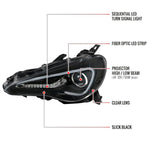 Spec-D 12-17 86 Scion FR-S Headlights LED Bar Sequential Glossy Black