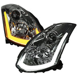 Spec-D 03-07 Infiniti G35 Coupe Headlights LED Bar Sequential Black
