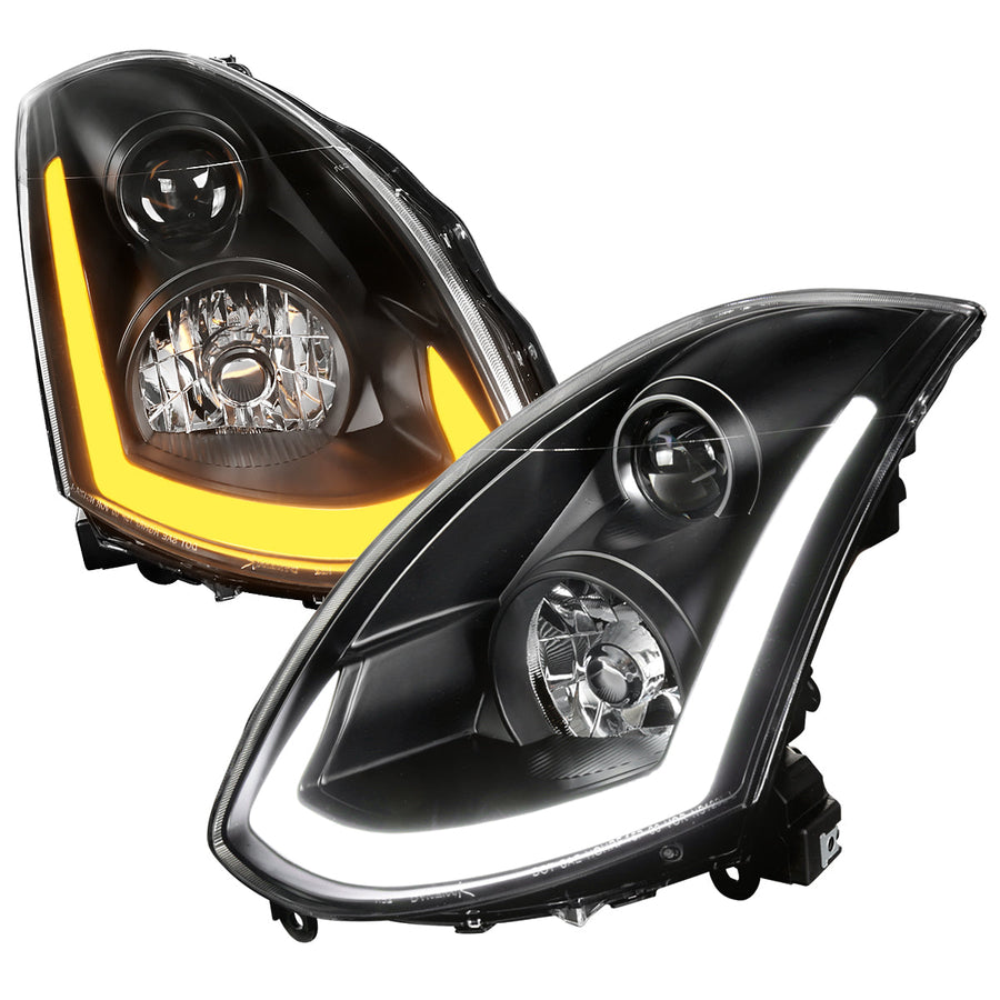 Spec-D 03-07 Infiniti G35 Coupe Headlights Sequential LED Bar Black
