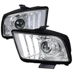 Spec-D 05-09 Ford Mustang LED Bar Projector Headlights Chrome