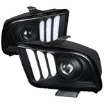 Spec-D 05-09 Ford Mustang LED Bar Projector Headlights Matte Black